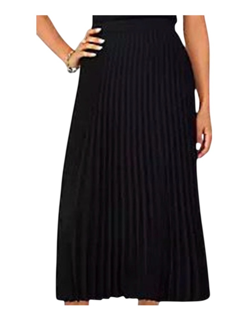 Ann Taylor Pleated Midi Skirt in Black